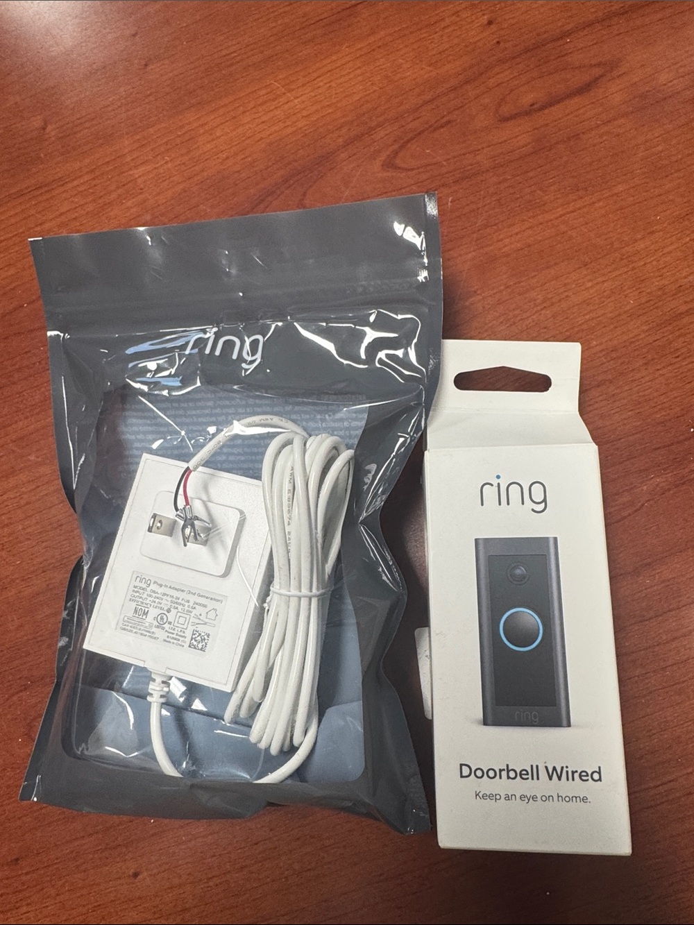 Ring doorbell wired with plug-in adapter